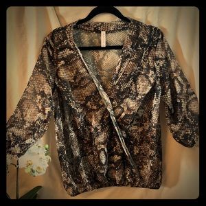 Sweet Pea Sheer Snakeskin Print Blouse